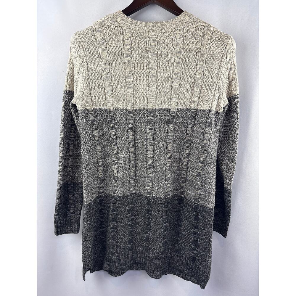 Women’s Jeanne Pierre Small Beige & Gray Striped Sweater - Picture 3 of 4